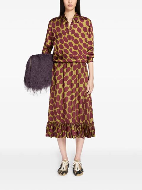 DRIES VAN NOTEN printed ruffled skirt - Brown - zdjęcie produktu nr 2