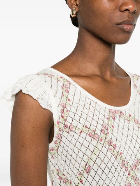 TWINSET floral-print short-sleeve sweater - White