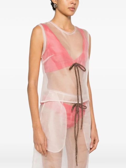 Simone Rocha sheer frayed contour top - Neutrals
