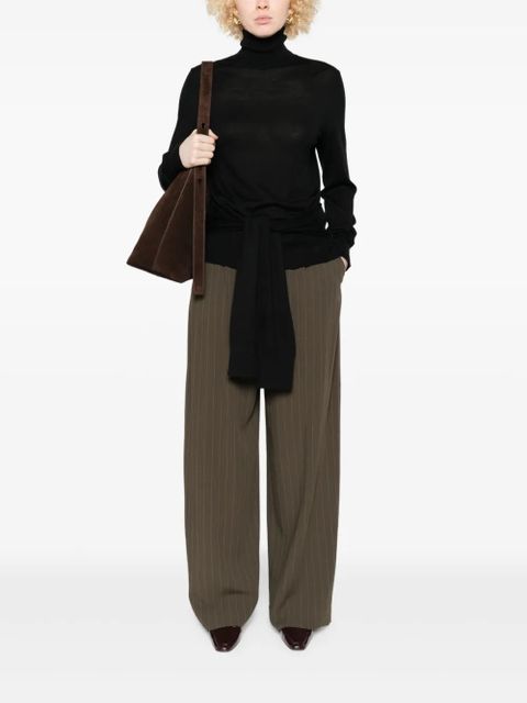 TOTEME double-sleeve tie-front turtleneck dress - Black