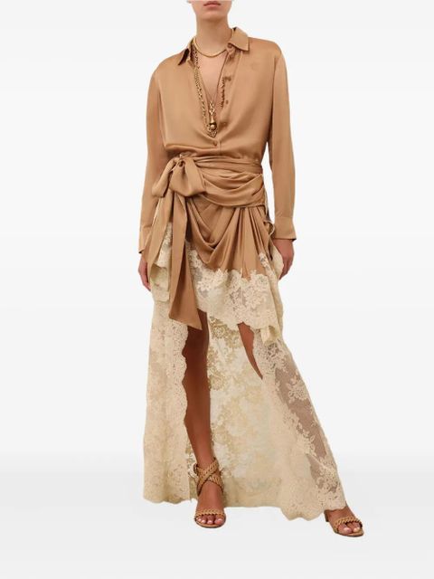 ZIMMERMANN Hypnotic satin lace-trimmed skirt - Neutrals - zdjęcie produktu nr 2