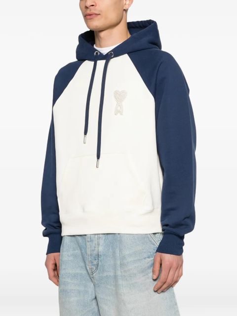 AMI Paris heart logo hooded sweatshirt - Neutrals