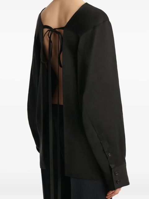 KHAITE tie-back long-sleeve top - Black