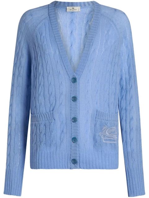 ETRO Pegaso-motif cable-knit cardigan - Blue - zdjęcie produktu nr 1
