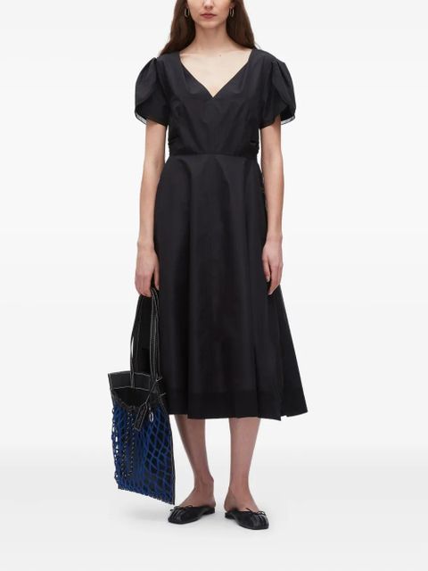 3.1 Phillip Lim puff-sleeve V-neck midi dress - Black - zdjęcie produktu nr 2