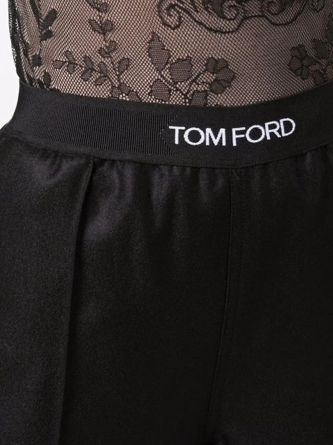 TOM FORD logo-waistband straight trousers - Black