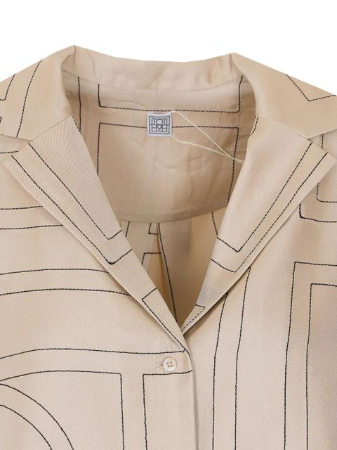 TOTEME monogram embroidered silk shirt - Neutrals