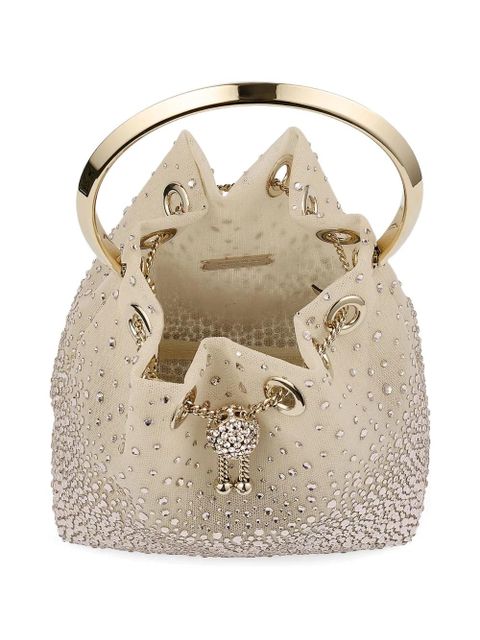 Jimmy Choo Bon Bon embellished circle-handle bucket bag - Gold