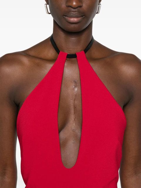 The Attico buckle-fastening halterneck blouse - Red