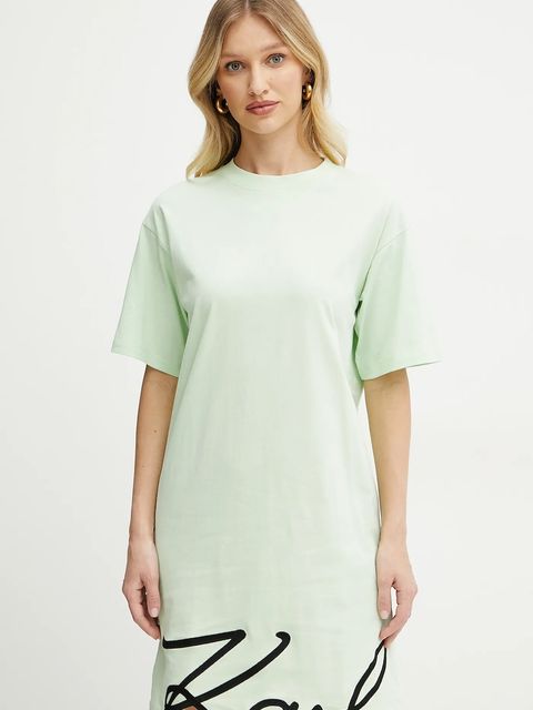 Karl Lagerfeld sukienka bawełniana kolor zielony mini oversize A1W13001 - zdjęcie produktu nr 1