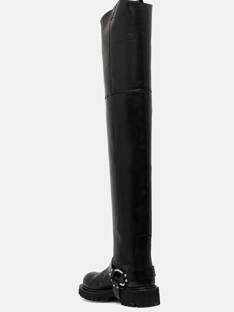 MSGM kozaki skórzane kolor czarny na płaskim obcasie 3942MDS676 557