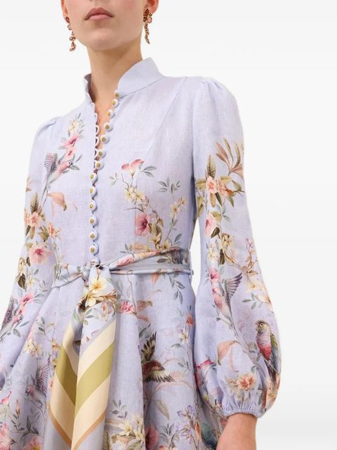 ZIMMERMANN Rebellion button floral mini dress - Blue