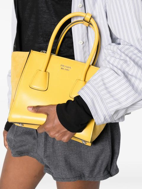 Prada logo-plaque tote bag - Yellow