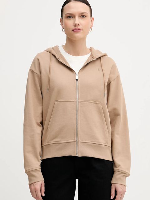 Calvin Klein Jeans bluza damska kolor brązowy z kapturem gładka LV047B237G - zdjęcie produktu nr 1