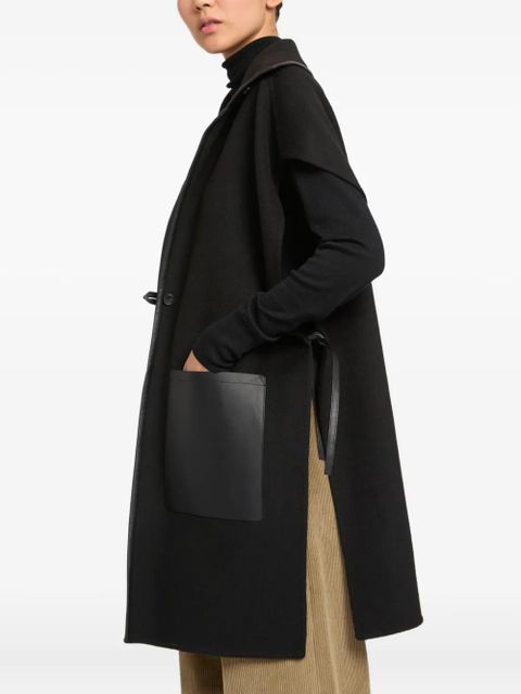 Yves Salomon double-sided leather-wool bib - Black