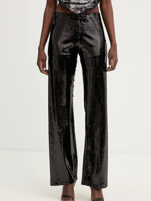 Haveone spodnie damskie kolor czarny szerokie high waist PGE-P259 - zdjęcie produktu nr 1