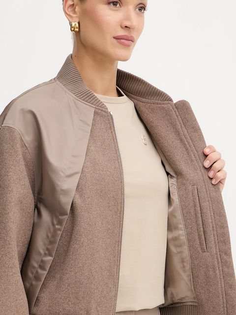 BOSS kurtka bomber z domieszką wełny Paisie kolor brązowy przejściowa 50543411 - zdjęcie produktu nr 2