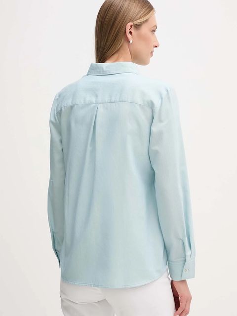 United Colors of Benetton koszula damska kolor niebieski regular z kołnierzykiem klasycznym 56D8DQ0CG - zdjęcie produktu nr 2