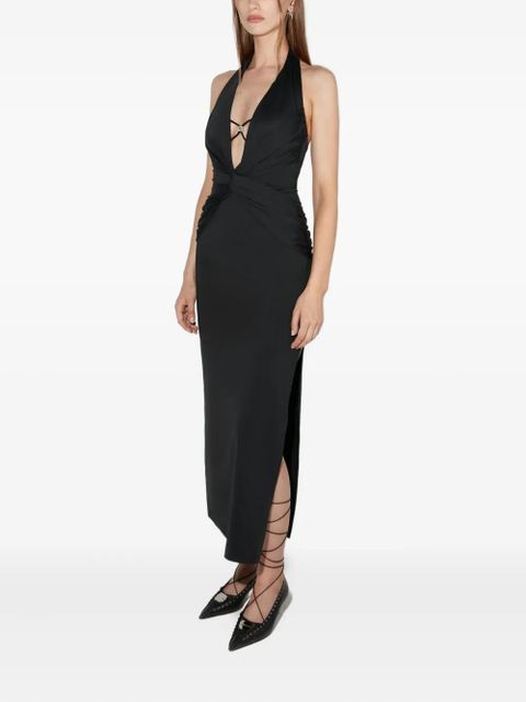 MISBHV deep neck gathering midnight dress - Black - zdjęcie produktu nr 2