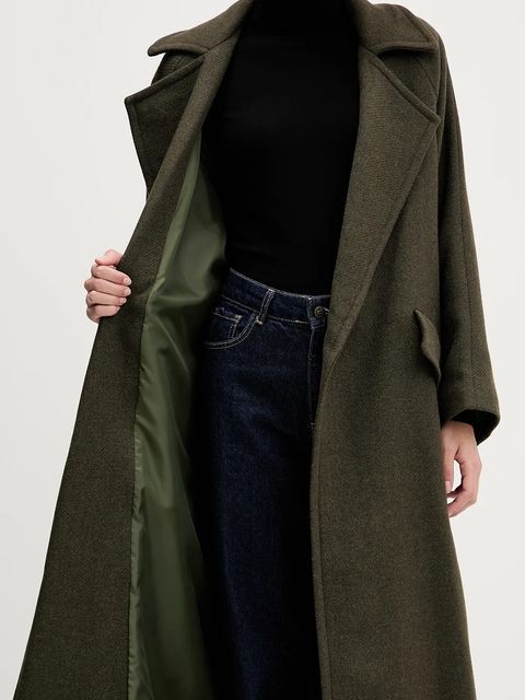 Sandro Ferrone płaszcz z dodatkiem wełny kolor zielony S18YBFRADA