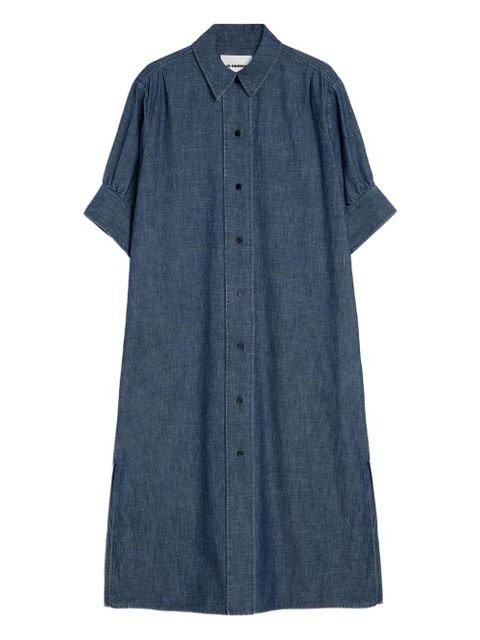 Jil Sander Chambray short-sleeve cotton dress - Blue - zdjęcie produktu nr 1