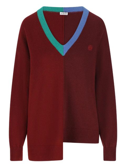 LOEWE colour-block asymmetric sweater - Red - zdjęcie produktu nr 1