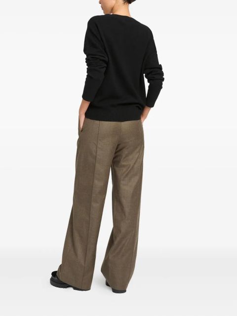 Yves Salomon elasticated waistband flannel trousers - Brown