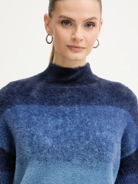 Morgan sweter MDYE damski kolor niebieski z półgolfem MDYE