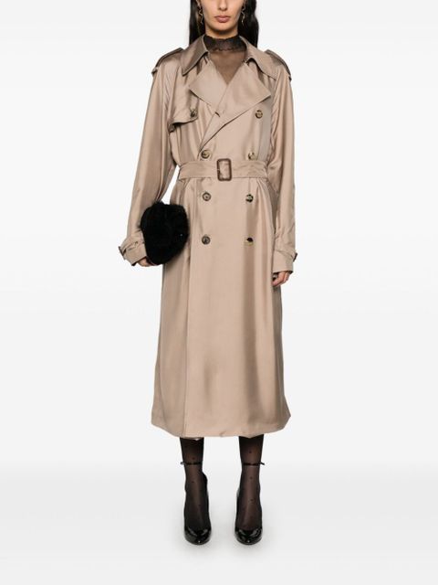 Saint Laurent silk trench coat - Neutrals