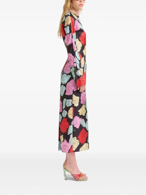 Marni floral-print long-sleeve dress - Black