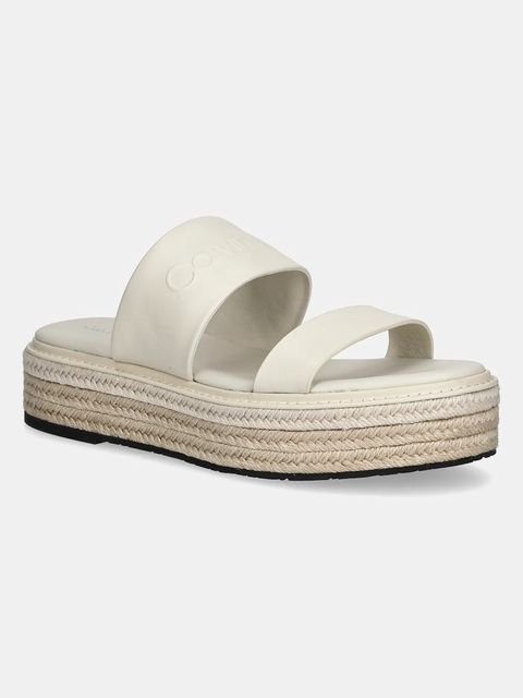 Calvin Klein klapki skórzane FLATFORM WEDGE SLIDE - HE - zdjęcie produktu nr 2