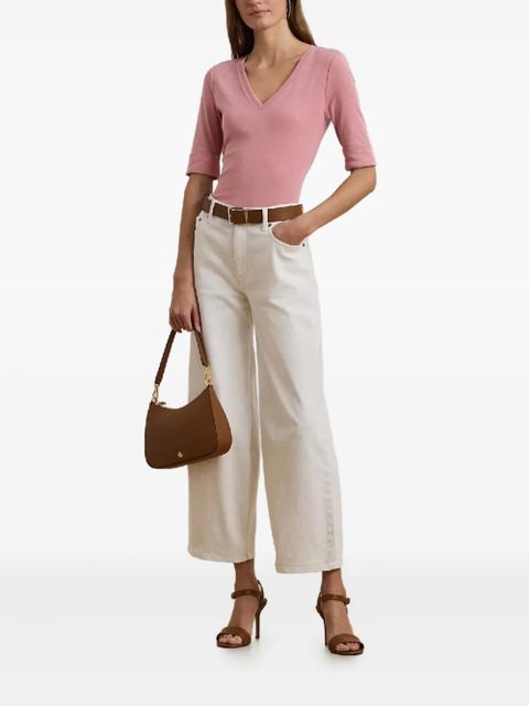 Lauren Ralph Lauren V-neck cuffed-sleeve T-shirt - Pink - zdjęcie produktu nr 2