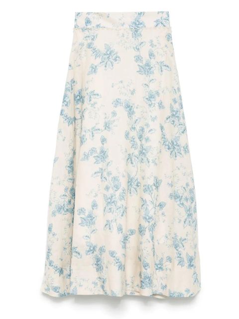 Agua By Agua Bendita floral-print linen skirt - Neutrals - zdjęcie produktu nr 1