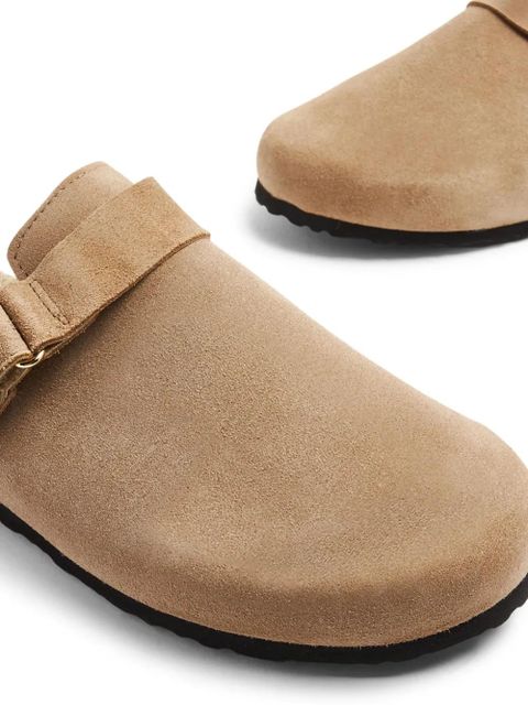 Manebi logo-debossed suede slippers - Neutrals