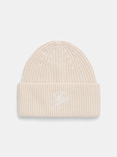 Tommy Hilfiger czapka wełniana kolor beżowy AW0AW18515 - zdjęcie produktu nr 1