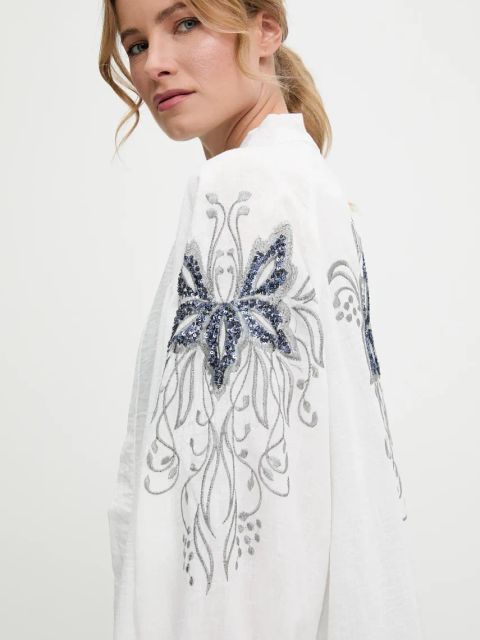 Answear.LAB narzutka kolor biały oversize wzorzysta