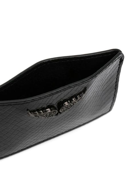Zadig&Voltaire logo-plaque embossed leather cardholder - Black