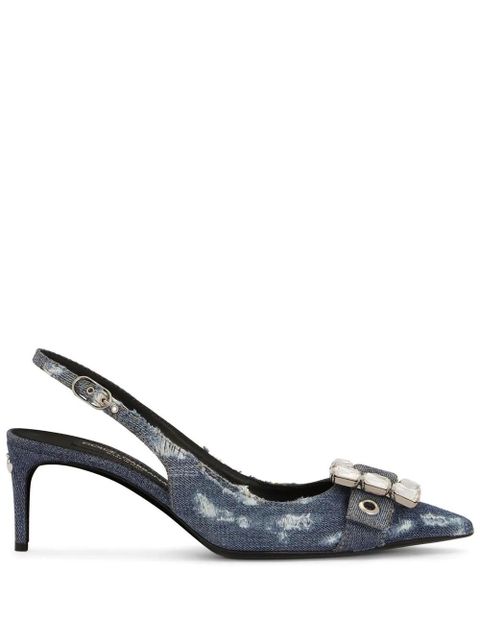 Dolce & Gabbana 60mm patchwork-denim slingback pumps - Blue - zdjęcie produktu nr 1