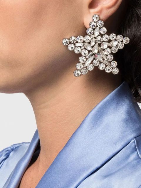 Alessandra Rich crystal star clip-on earrings - Silver - zdjęcie produktu nr 2