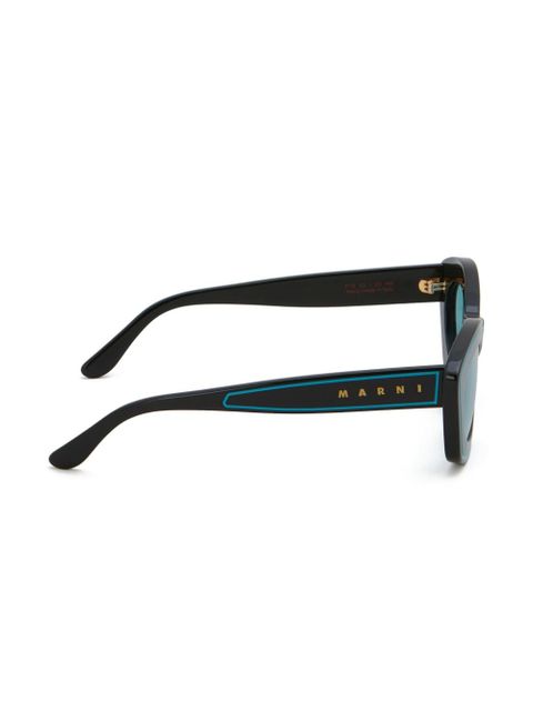 Marni Eyewear logo-print oval-frame sunglasses - Black - zdjęcie produktu nr 2