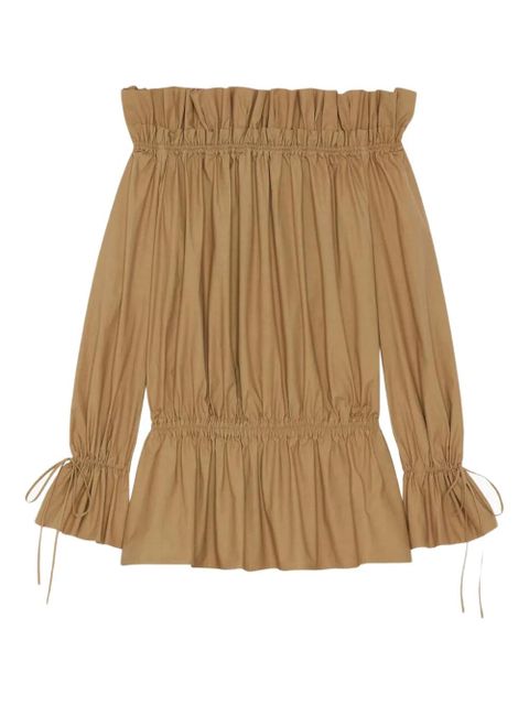 Saint Laurent gathered off-shoulder dress - Brown - zdjęcie produktu nr 1