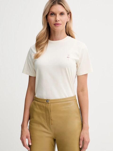 Bally t-shirt bawełniany damski kolor beżowy WJE085 - zdjęcie produktu nr 1