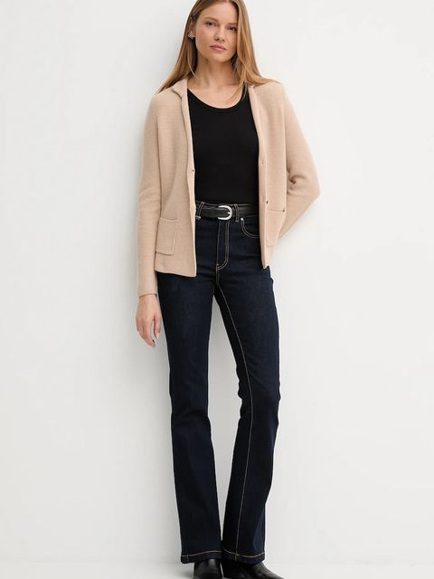 United Colors of Benetton kardigan z dodatkiem wełny kolor beżowy 1235D6934 - zdjęcie produktu nr 2