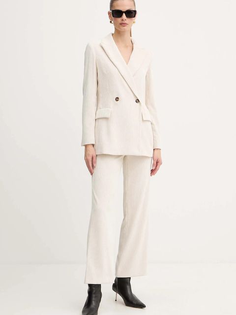 Marella marynarka sztruksowa Emme by Marella kolor beżowy dwurzędowa gładka 2525046102200 - zdjęcie produktu nr 2