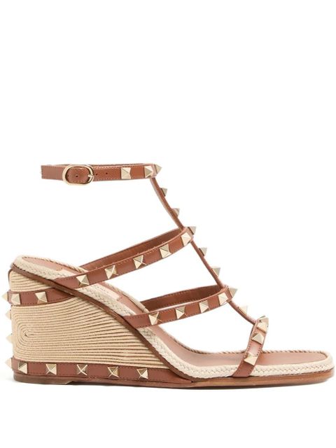 Valentino Garavani Rockstud Wedge Sandals with cornely embroidery - Brown - zdjęcie produktu nr 1