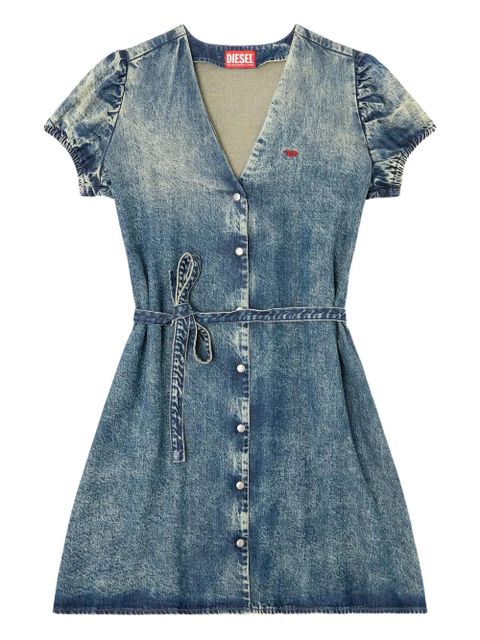 Diesel puff-sleeves buttoned-front mini day dress - Blue - zdjęcie produktu nr 1