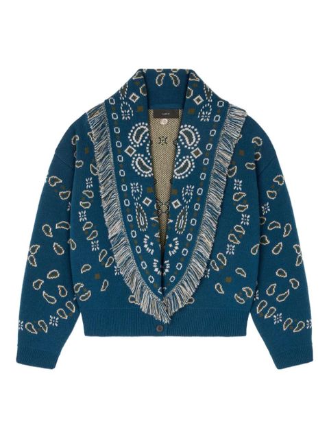 Alanui paisley-jacquard fringed cardigan - Blue - zdjęcie produktu nr 1