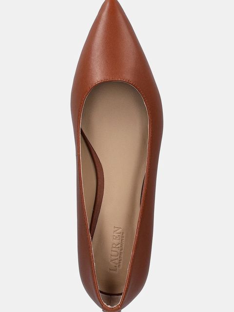 Lauren Ralph Lauren baleriny skórzane Londyn kolor beżowy 802P09039002