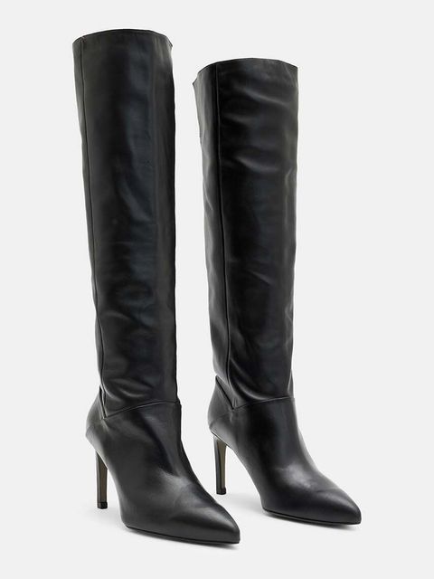 AllSaints kozaki skórzane Odyssey Boot damskie kolor czarny na szpilce W101FB