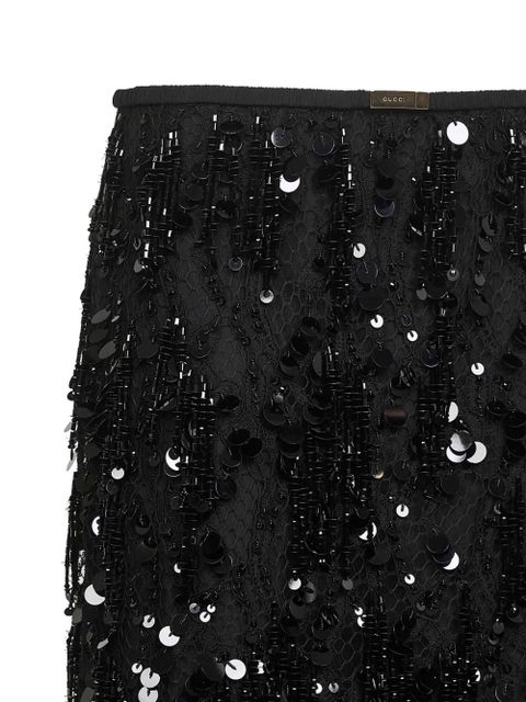 Gucci sequin-embroidered buckle midi skirt - Black